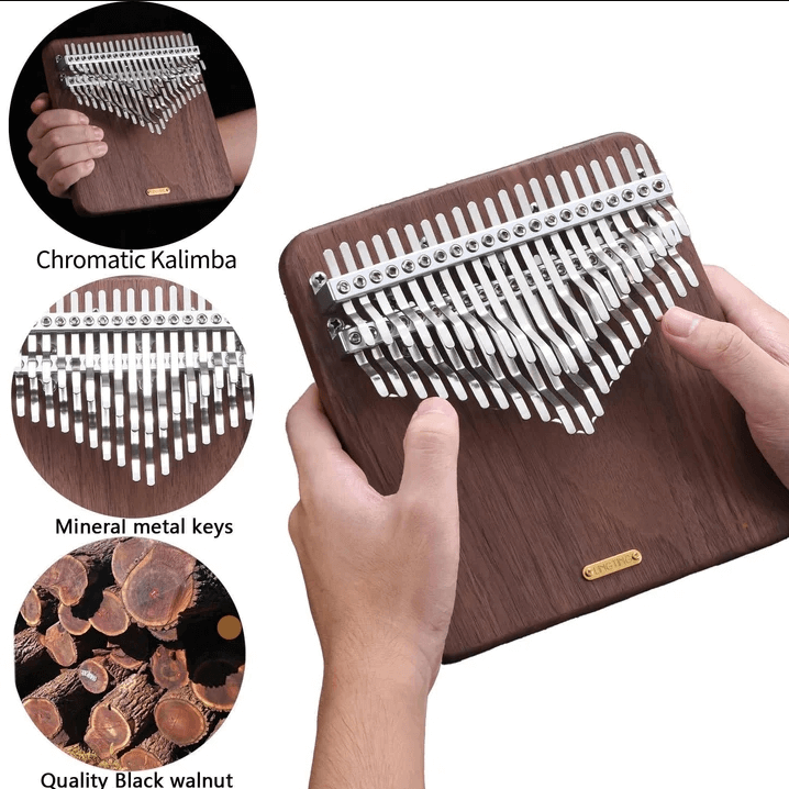 Lingting 42 Key Chromatic Kalimba Flat Walnut Solid Board Finger Thumb Piano Birthday Music Gifts