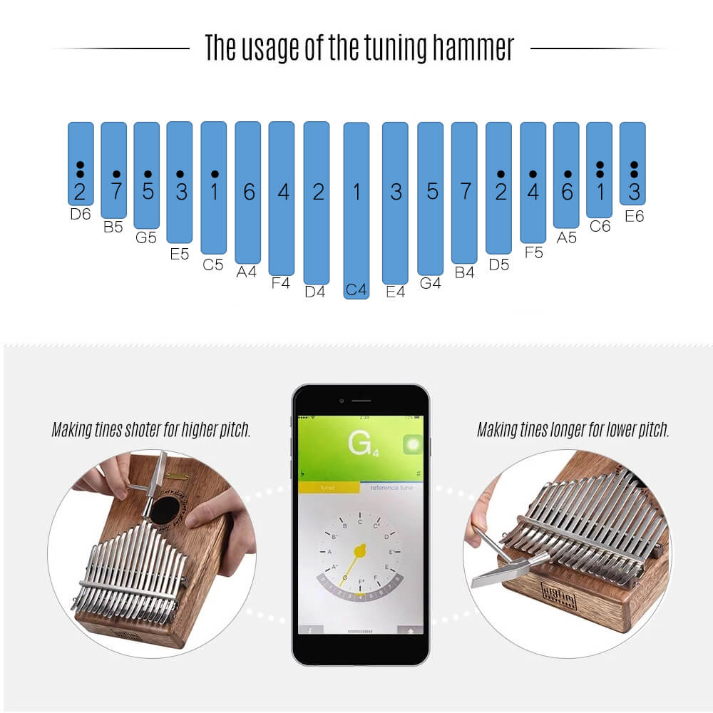 Kalimba Ling Ting - 17 Notes, Mbira, Piano à Pouce