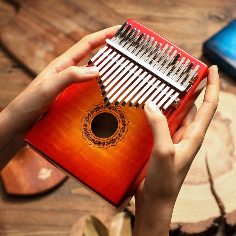 blue 17 Key Kalimba Wooden Thumb Piano, For Musical, Size: 18 X