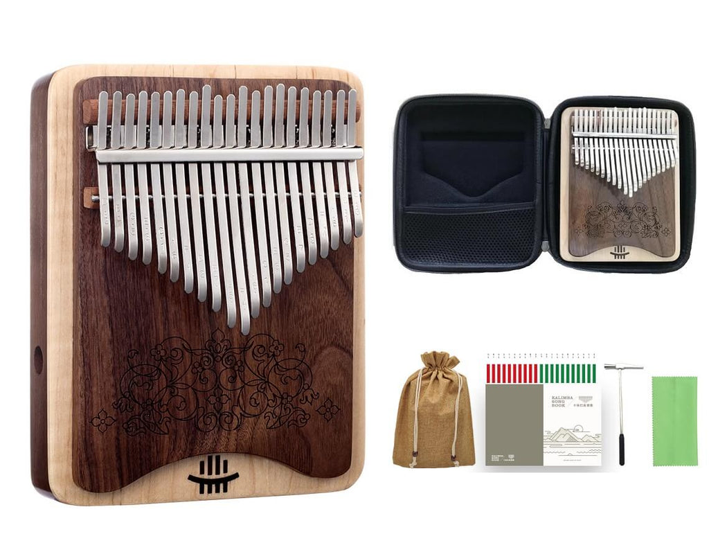 NEW Hluru 21 Key Walnut Kalimba Mbira Instrument | Full-Wood Board C Major