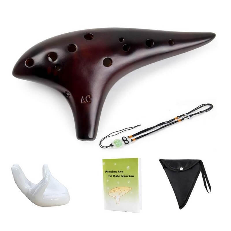 Ashata Ocarina de paille fumé Instruments Ocarina, 12 Trous Alto C