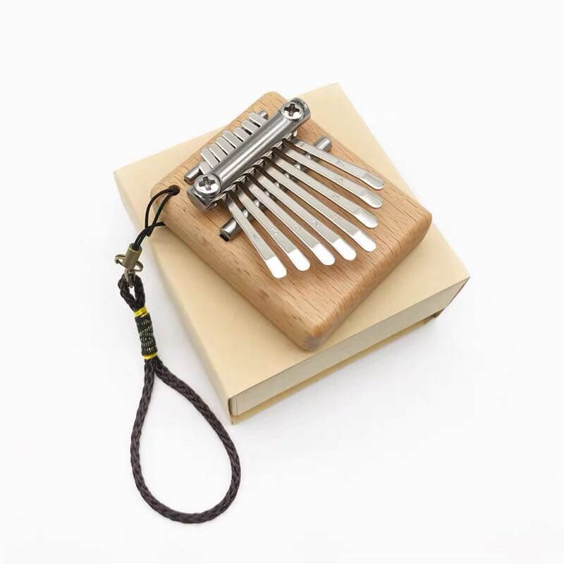 Mini Kalimba 8 Keys Thumb Piano Great Sound Finger Toy Wooden Instrument  Necklace Keyboard Training Gift Decoration Musical I9E1