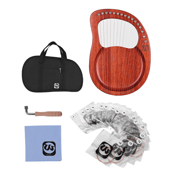 Lier Harp, 16 Metalen Snaren Bot Zadel Mahonie Lye Harp met Stemsleutel Geschikt Lier Harp, 16 Metalen Snaren Bot Zadel Mahonie Lye Harp met Stemsleutel Geschikt